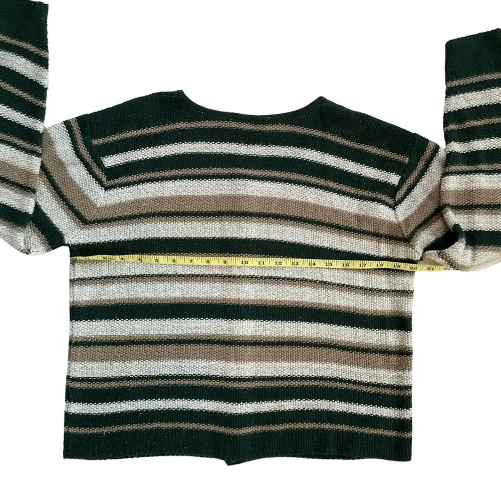 Vintage Reba Rose Boxy Striped Cardigan Sweater Earthy Coastal Cottageco… - Picture 16 of 16